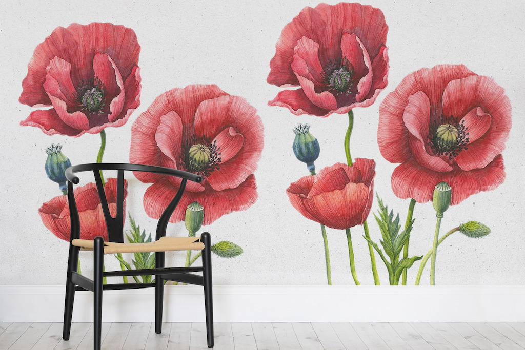 Illustrative Poppies Mural