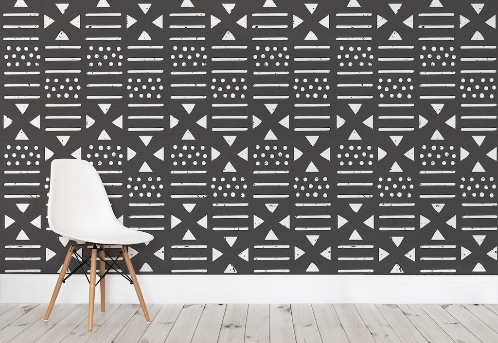 Black and White Tribal Pattern Wallpaper