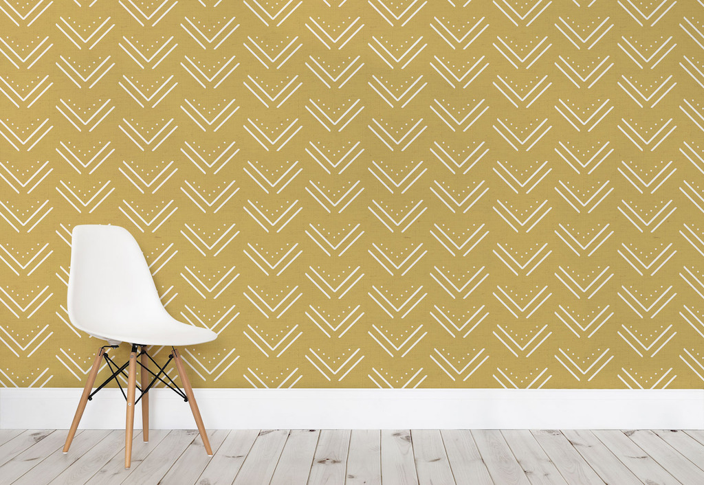 Yellow Tribal Arrows Wallpaper Mural