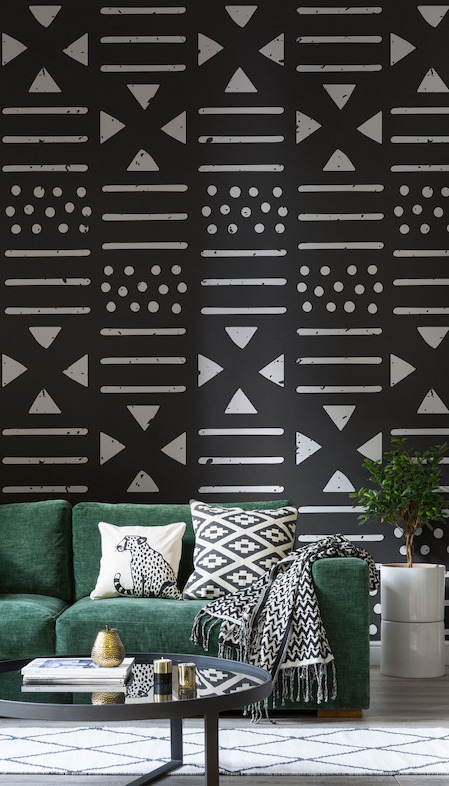 Black and White Tribal Pattern Wallpaper