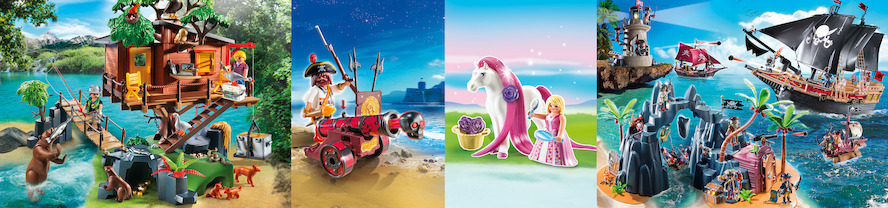 PLAYMOBIL® stelt voor: Avontuurlijke boomhut, Pirates app en aanvalsschip en de Prinsessenpaarden