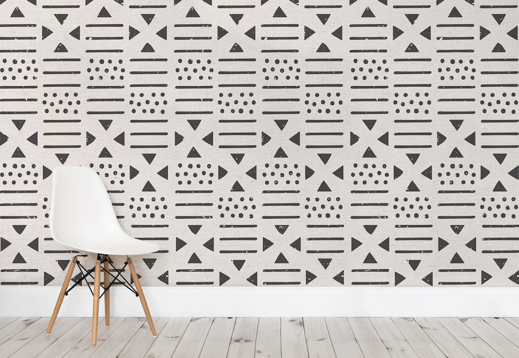 Black and Neutral Tribal Canvas Wallpaper