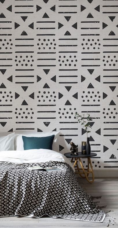 Black and Neutral Tribal Canvas Wallpaper