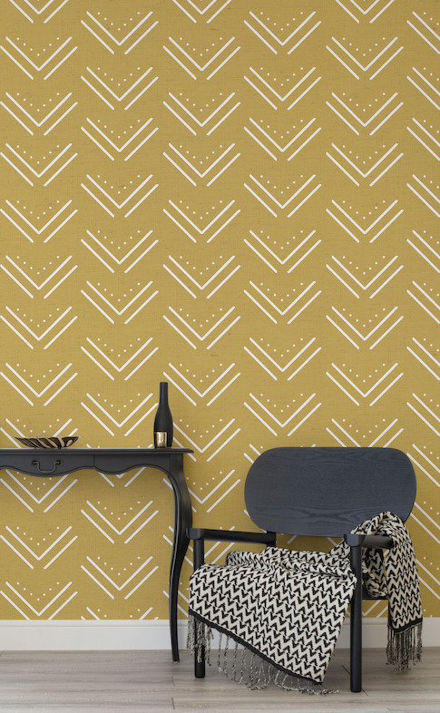 Yellow Tribal Arrows Wallpaper Mural