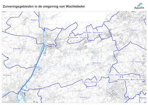 Waar wordt mijn afvalwater gezuiverd: zuiveringsgebieden in de omgeving van Wachtebeke.