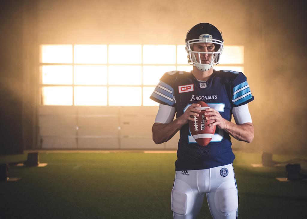 Ricky Ray at the TSN/adidas content shoot. Photo credit: Johany Jutras/CFL