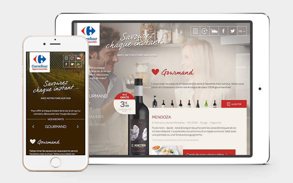Regardez le site de vin sur smartphone et tablette