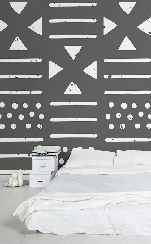 Large Black and White Tribal Pattern Wall Mural