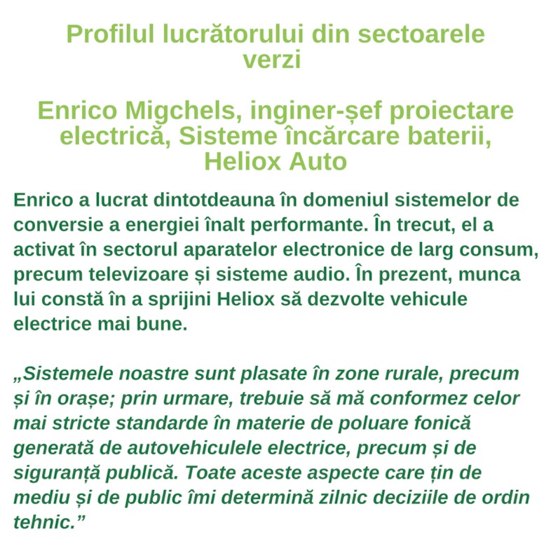 Profilul lucrătorului din sectoarele verzi - Enrico Migchels