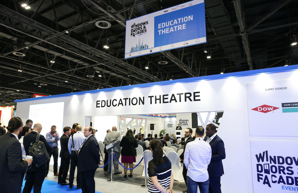 Industry professionals gathering for an educational session at the Middle East Facades Summit (Windows, Doors & Facades Event 2017)