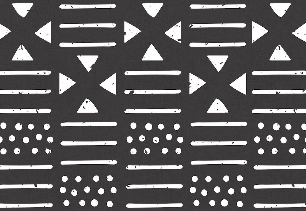 Large Black and White Tribal Pattern Wall Mural