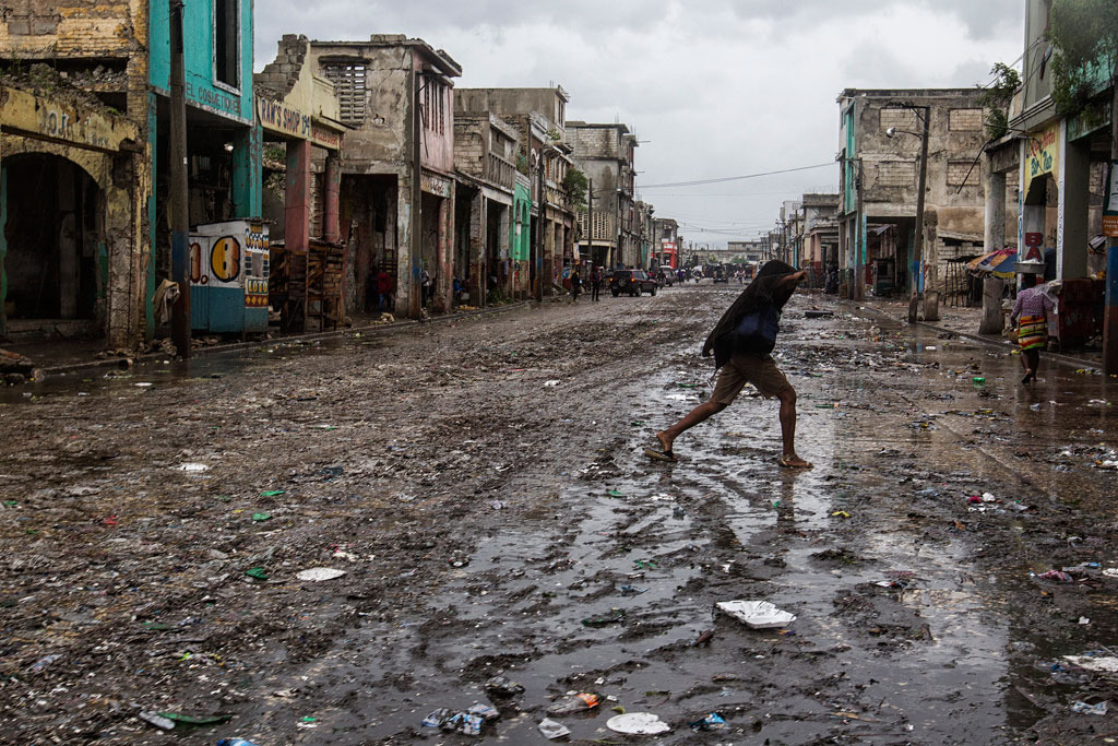 Destruction in Haiti after landfall of Hurricane Matthew
