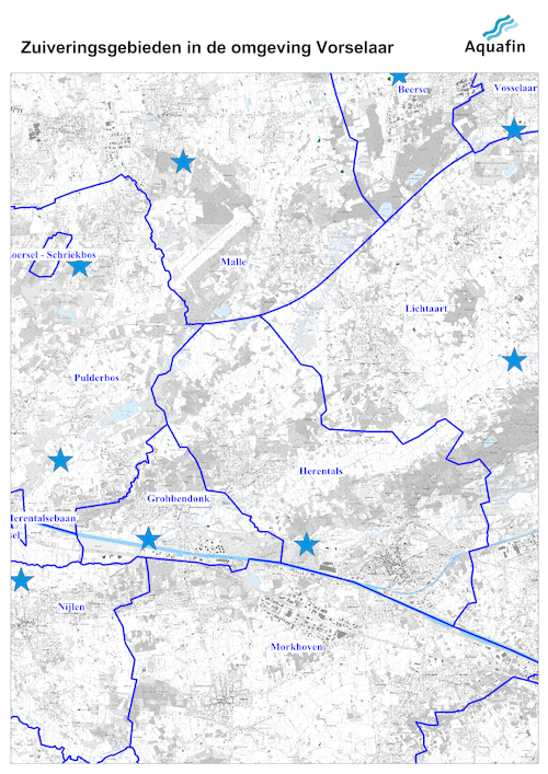 Waar wordt mijn afvalwater gezuiverd: zuiveringsgebieden in de omgeving van Vorselaar.