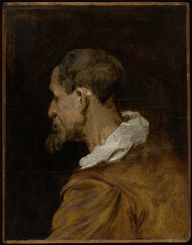Anthony van Dyck, Studie van een oude man met baard in profiel naar links