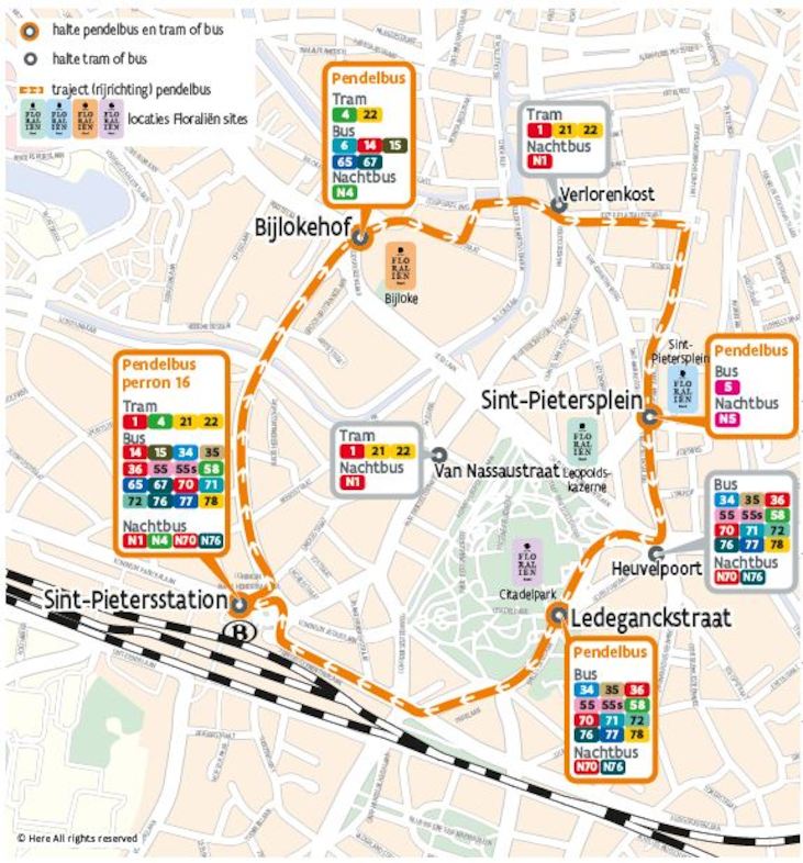 Route pendelbus Floraliën
