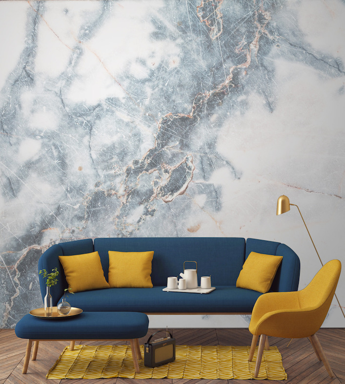 Deep Blue Clouded Marble