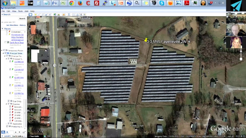 Matthew Thompson talks with students about a solar power generation plant using Nepris.