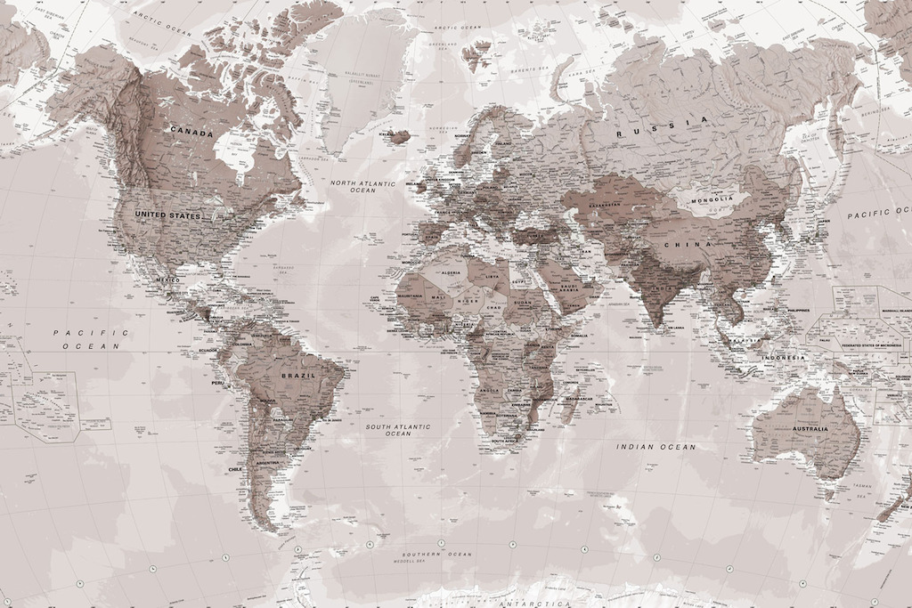 Neutral Shades World Map