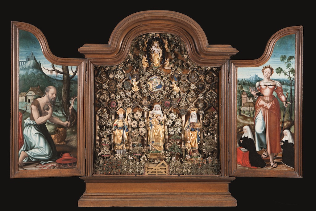 Op zoek naar Utopia © Besloten Hofje met Sint-Anna-ten-drieën, Augustinus en Elisabeth, Mechelen, ca. 1520–1550. Musea en Erfgoed Mechelen – Collectie Gasthuiszusters. (Kik-irpa, Brussel)