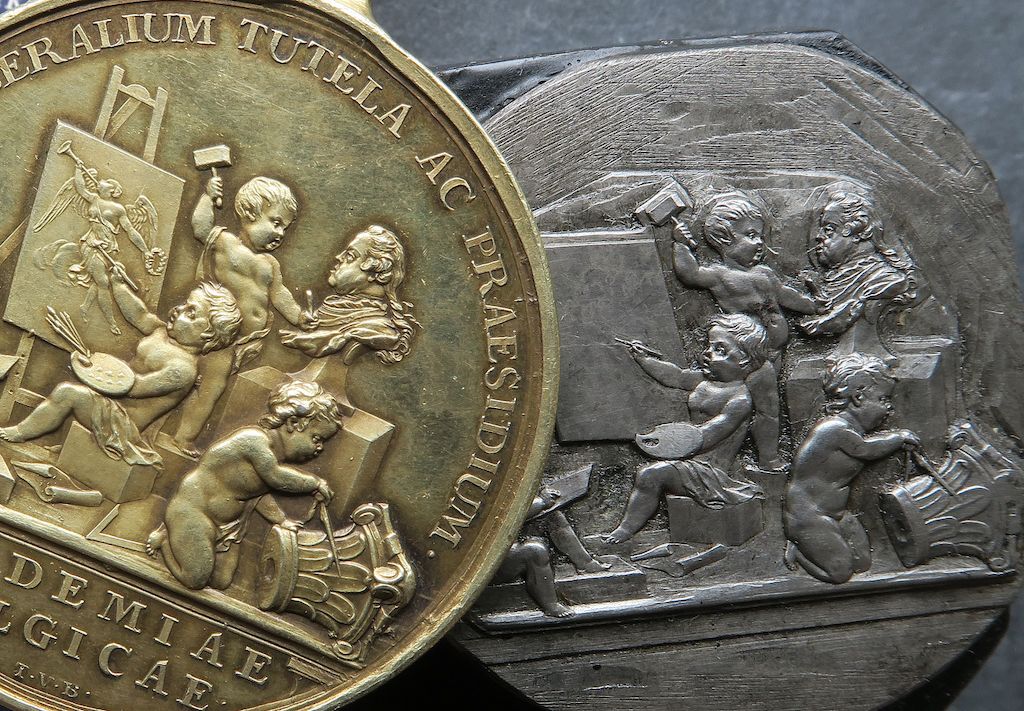Theodoor van Berckel, prijspenning en ponsoenstempel voor de prijsmedaille van de Academie voor Schone Kunsten (1778).
