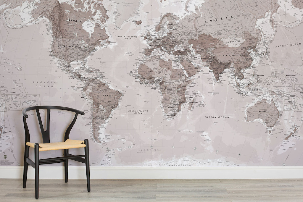 Neutral Shades World Map
