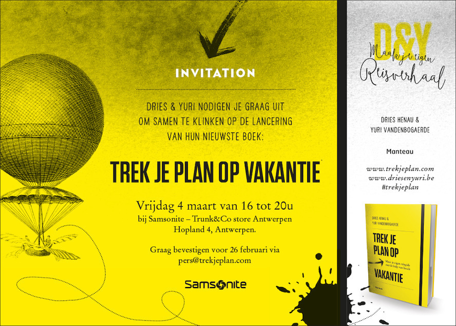 Uitnodiging lancering 'Trek je plan op vakantie' - 4 maart, 16u @ Trunk&Co Store Antwerpen