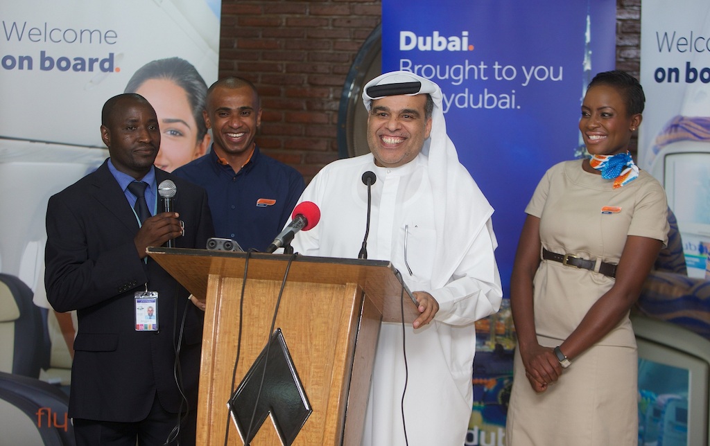 Hamad Obaidalla speaking at the press conference in Bujumbura