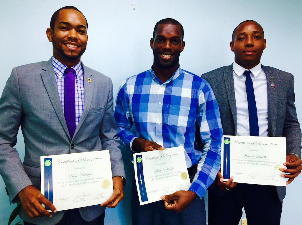 30 Under 30 winners froms Antigua and Barbuda: Regis Burton, Akeem Edwards and Winston Laville