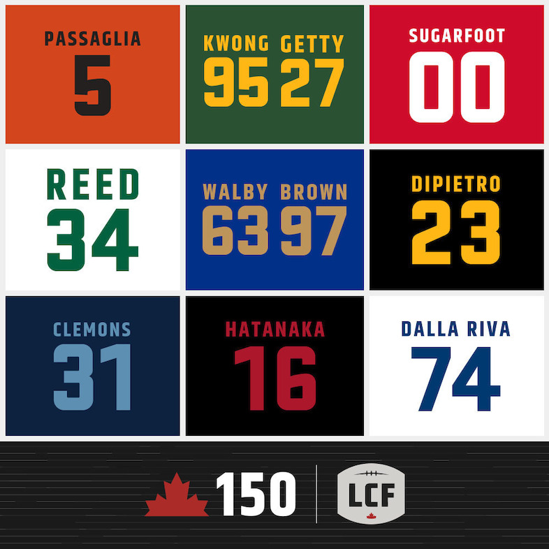 Les joueurs canadiens légendaires honorés par la LCF dans le cadre du 150e anniversaire du Canada.