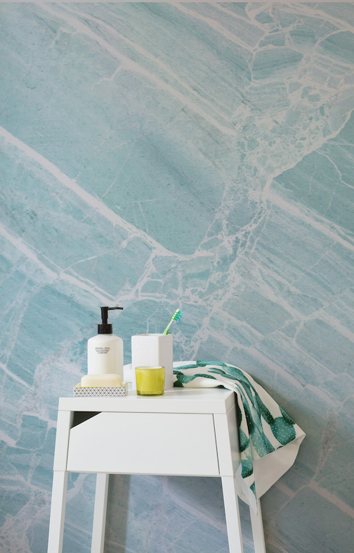 Teal Scraped Marble Wallpaper
