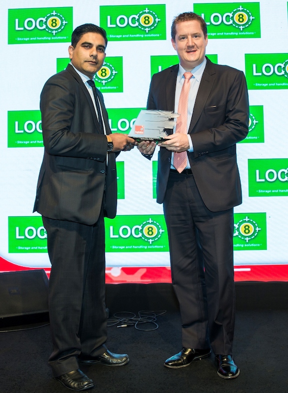 Julian Sutch, Manager Cargo Global Sales Pharma, Emirates SkyCargo (right) receives the Pharmaceutical Supply Chain Manager of the Year award at the Logistics Middle East Awards