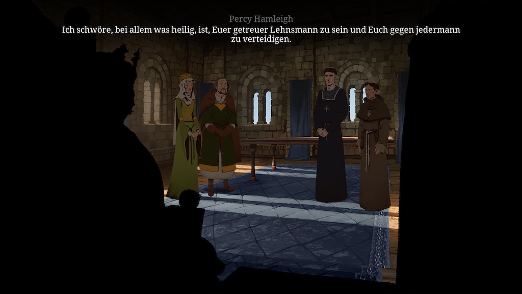Regan, Percey Hamleigh, Waleran und Philip beim König