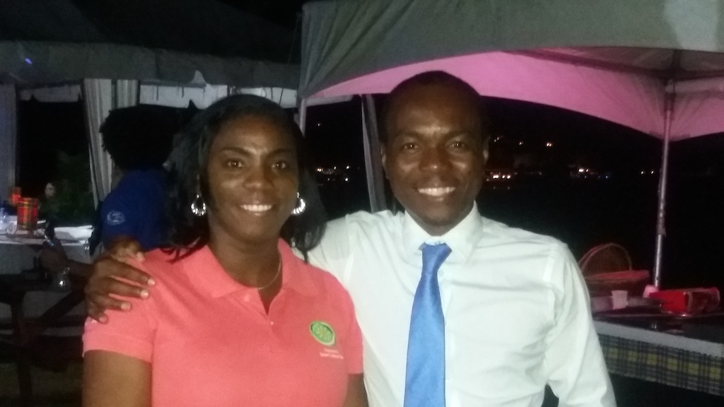 Dr. Lorraine Nicholas and Minister Fedee celebrate the arrival of Karibik Sailors in Saint Lucia