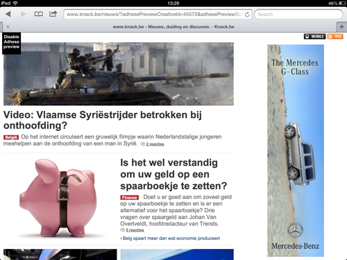 Screenshot banner in verticale positie