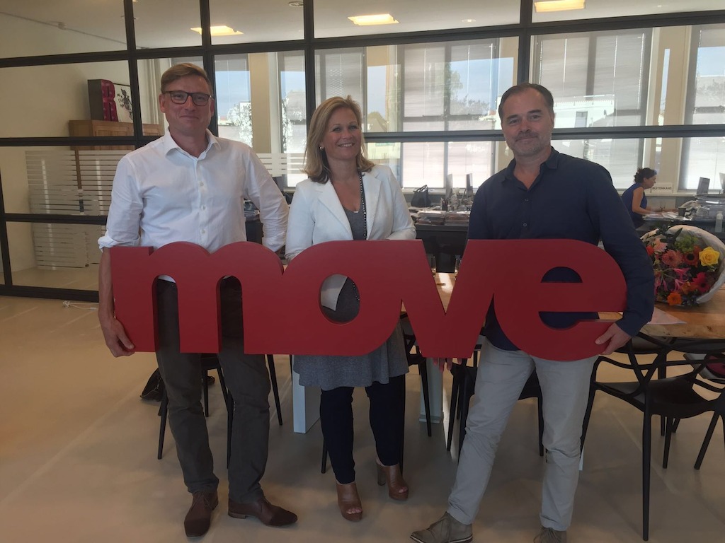Les nouveaux propriétaires de MOVE: Ken Koeklenberg (The Oval Office), Christine van Dalen (Bureau voor Reuring) et Wouter Boits (The Oval Office)