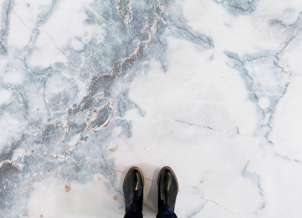 Deep | <br/>Blue and White Marble Effect Flooring