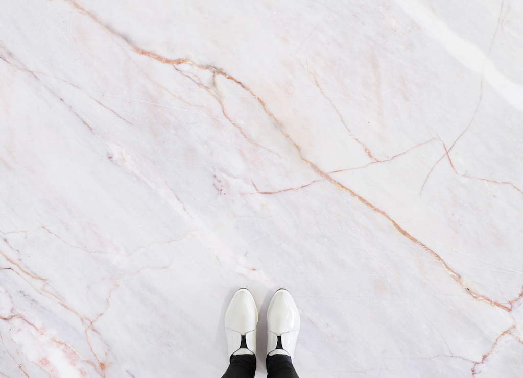Pale | Pink Marble Effect Vinyl Flooring