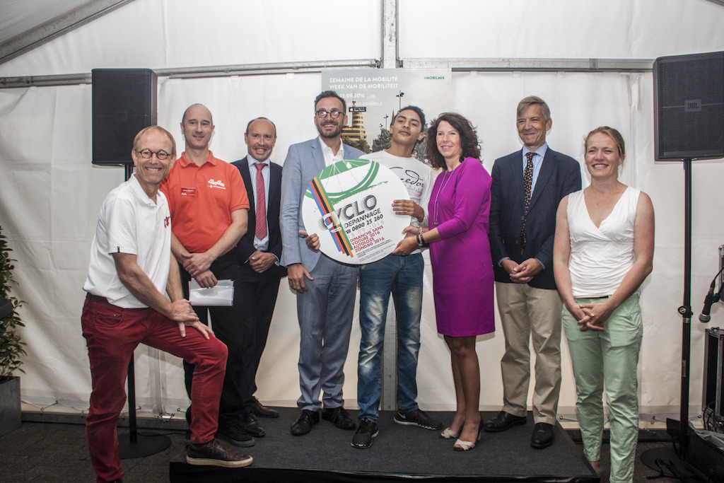 Pascal Smet, Bianca Debaets & ambassadeurs van de week van de mobiliteit