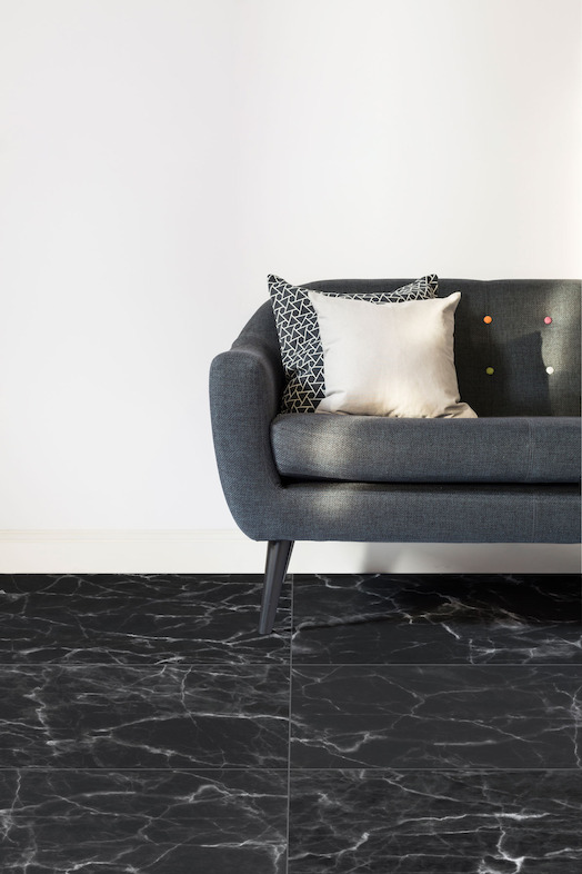 Nero | Black Marble Tile Vinyl Flooring