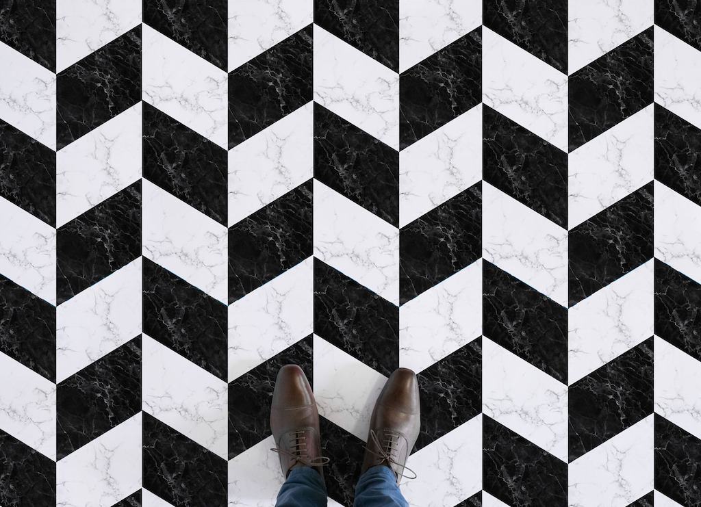 Savoy | <br/>Black and White Marble Effect Flooring