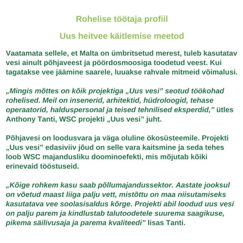 Rohelise töötaja profiil