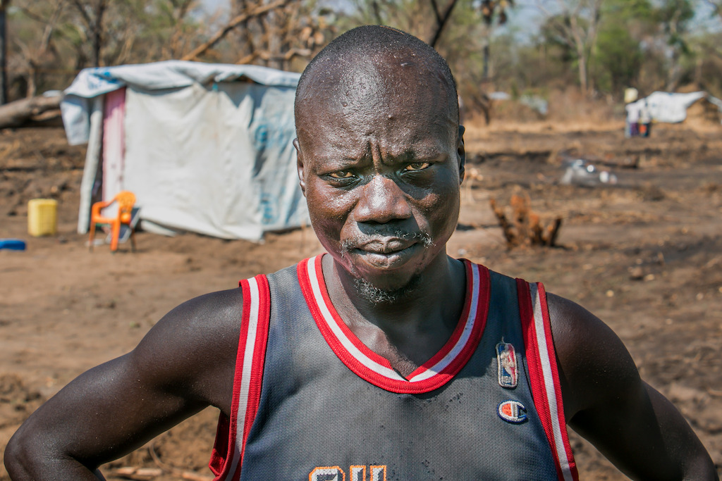 Koboji John is a refugee from Kajo Keji, South Sudan, living in Palorinya refugee camp, Uganda. <br/><br/>Koboji has built a basic shelter for his family but is struggling to make ends meet. Photographer: Fabio Basone/MSF